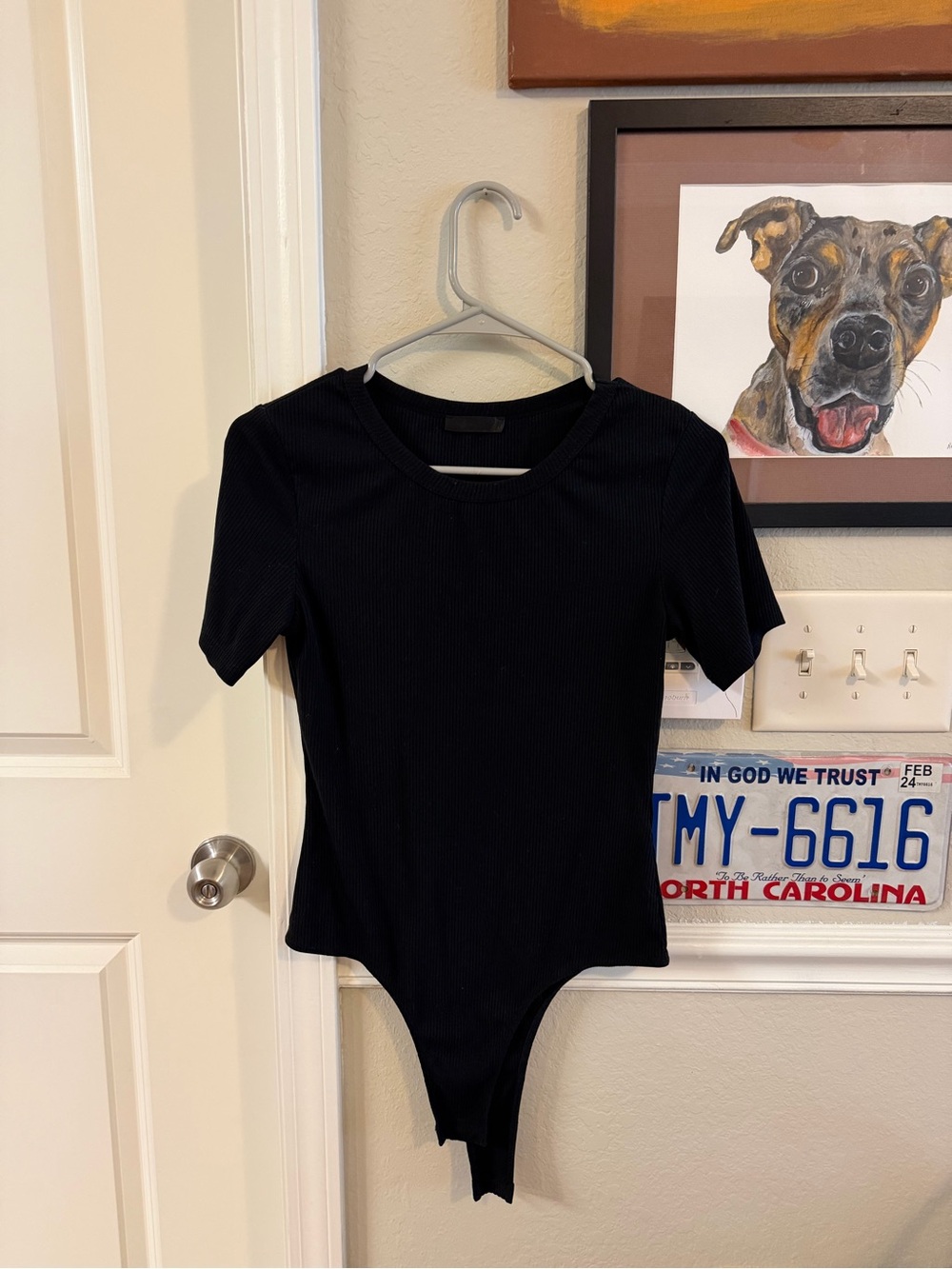 SHEIN Black Ribbed Short Sleeve Bodysuit